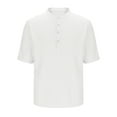 thumbnail image 1 of COSFO Men's T-Shirts Mock Neck Short Sleeve Casual Tops Waffle Pullover Loose Button Mens Classic T-Shirt, 1 of 4