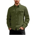 thumbnail image 1 of COSFO Men's Winter Jacket Corduroy Green Work Shacket Collar Thick Button Down Long Sleeve Mens Coats, 1 of 8