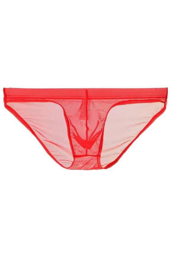 Mens Briefs Bulge Pouch Red Mesh Underwear Loose Fit Breathable Low Rise Underwear for Men