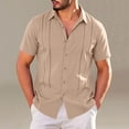 thumbnail image 1 of COSFO Mens Button Up Shirts Short Sleeve Casual Summer Shirt Beach Solid Collared Loose Fit Mens Shirts 5xl, 1 of 6