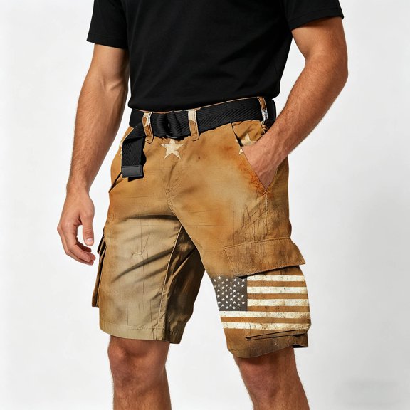 COSFO Mens Cargo Shorts Work Independence Day Patriotic Shorts Relaxed Fit with Pockets Tactical Shorts
