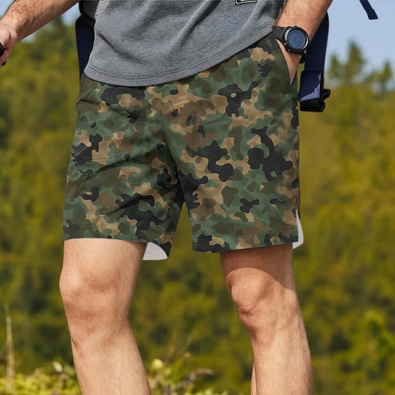 COSFO Mens Casual Shorts Camo Summer Shorts Drawstring Elastic Waist Workout Relaxed Fit with Pockets Shorts