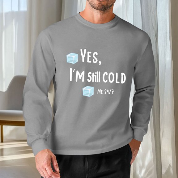 COSFO Mens Fall Shirts Letter Print Crewneck Comfortable Long Sleeve Tops Pullover Loose Fit Mens Graphic Tees