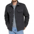 thumbnail image 1 of COSFO Mens Jacket Winter Fleece Gray Work Lightweight Shacket Button Down Collar with Pockets Long Sleeve Mens Coats, 1 of 4