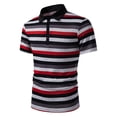 thumbnail image 1 of COSFO Mens Polo Shirt Performance Short Sleeve Summer Striped Graphic Tees Pullover Lightweight Casual Slim Fit Collared Tops, 1 of 7