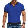 thumbnail image 1 of COSFO Mens Polo Shirts Short Sleeve Waffle Solid Quarter Zip Shirts Classic Fit Pullover Collared Performance Moisture Wicking Tops, 1 of 3
