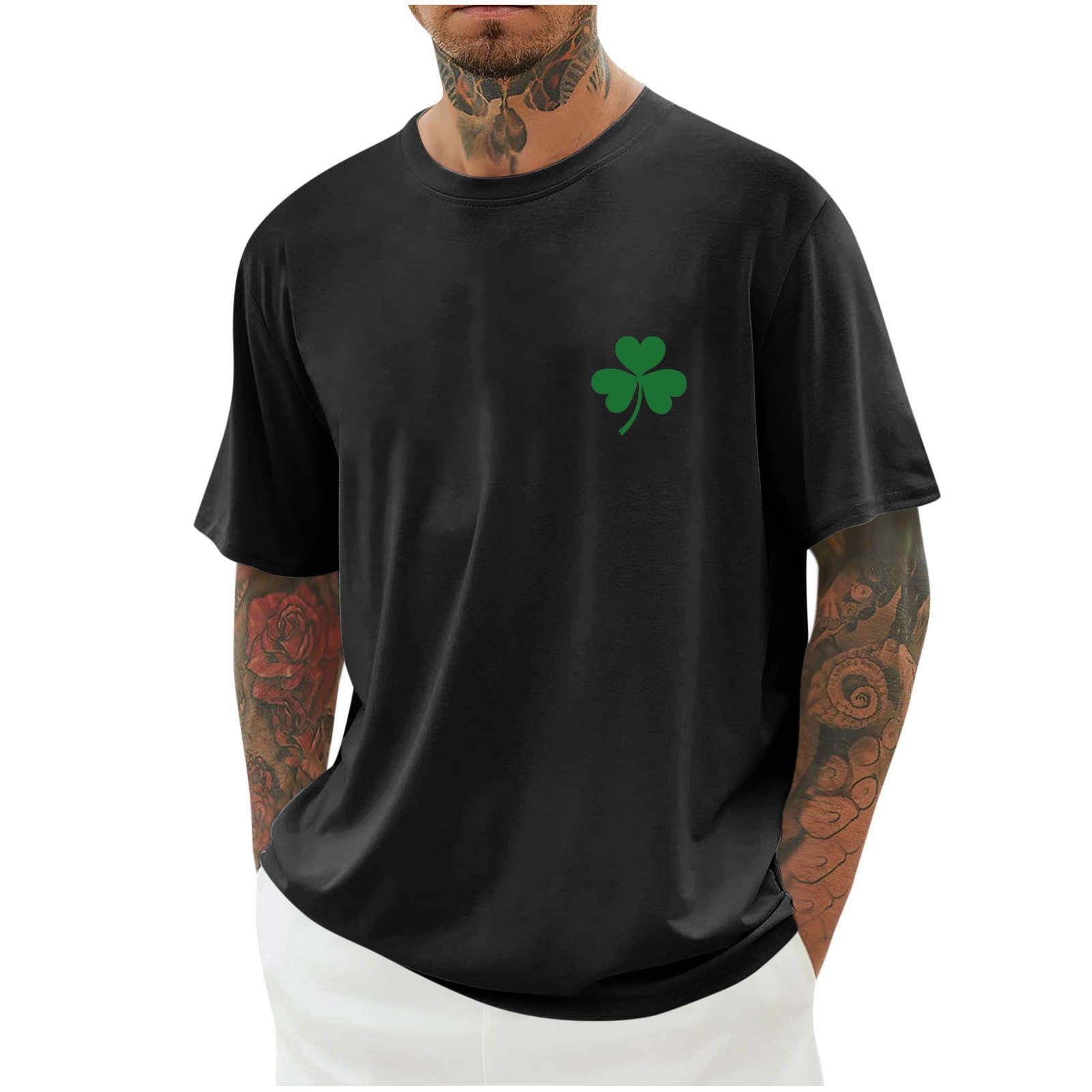 COSFO Mens Shirts St Patricks Day Crew Neck Casual Short Sleeve Tops ...