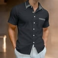 thumbnail image 1 of COSFO Mens Short Sleeve Button Down Shirts with Pockets Gray Tops Vacation Loose Fit Collar Mens Shirts, 1 of 8