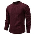 thumbnail image 1 of COSFO Mens Sweater Cable Knit Red Pullover Long Sleeve Casual Crew Neck Basic Tops Long Sleeve Slim Fit Warm Sweaters, 1 of 5