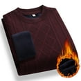 thumbnail image 1 of COSFO Mens Sweater Crewneck Red Fleece Pullover Cable Knit Long Sleeve Tops Long Sleeve Soft Warm Regular Fit Sweaters, 1 of 5
