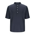 thumbnail image 1 of COSFO Mens T-Shirts Casual Short Sleeve Mock Neck Tops Pullover Waffle Button Loose Mens Classic T-Shirt, 1 of 4