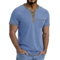 thumbnail image 1 of COSFO Mens T-Shirts Cotton Henley Short Sleeve Solid Tops Regular Fit Pullover with Pocket Button Mens Classic T-Shirt, 1 of 6