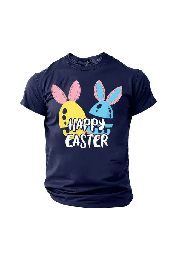 Mens T-Shirts Crew Neck Easter Bunny Short Sleeve Casual Tops Pullover Relaxed Fit Shirts
