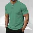 thumbnail image 1 of COSFO Mens T-Shirts Henley Short Sleeve Casual Tops Button Pullover Loose Striped Mens Graphic Tees, 1 of 5