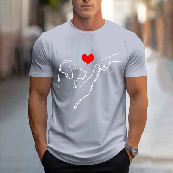 COSFO Mens T Shirts Short Sleeve Dog Funny Crewneck Basic Tops Classic Fit Lightweight Pullover Mens Graphic Tees