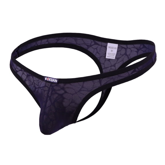 COSFO Mens Thongs Blue Bulge Pouch Mesh T-Back Low Rise Stretch Loose Fit Men's Underwear