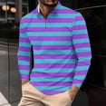 thumbnail image 1 of COSFO Mesh Men Polo Shirts Long Sleeve Casual Striped Tops Quarter Zip Relaxed Fit Pullover Collared Graphic Tees, 1 of 5