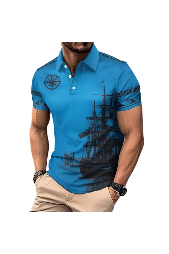 Mesh Mens Polo Shirt Short Sleeve Casual Graphic Shirt Collared Pullover Loose Fit Quick Dry Summer Tops
