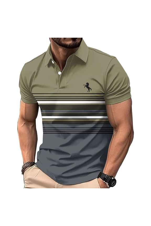 Mesh Mens Polo Shirts Summer Short Sleeve Striped Graphic Tees Collared Performance Moisture Wicking Slim Fit Pullover Tops