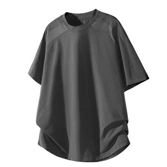 COSFO Mesh Oversized Tshirts for Men Solid Workout Short Sleeve Classic T-Shirt Pullover Summer Quick Dry Crew Neck Loose Fit Tops
