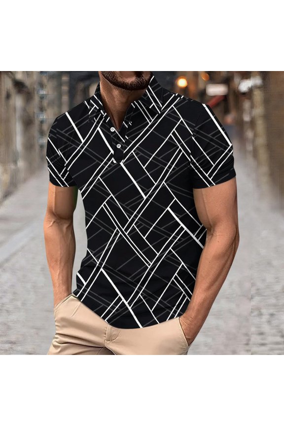 Performance Men Polo Shirts Short Sleeve Graphic Tops Quick Dry Pullover Collared Slim Fit Mesh Mens Graphic Tees