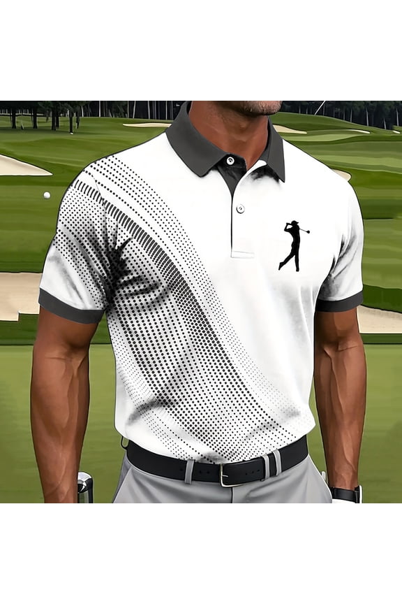 Performance Polo Shirts for Men Mesh Short Sleeve Summer Golf Graphic Tees Quick Dry Collared Slim Fit Pullover Tops
