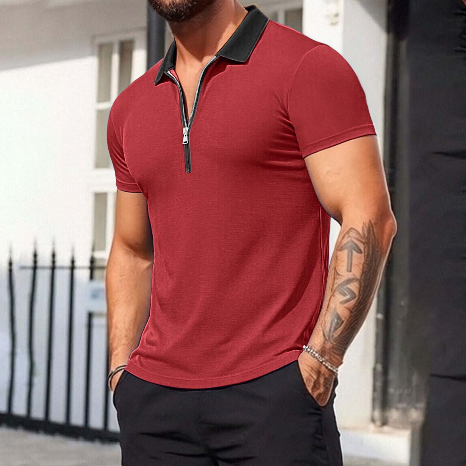 Performance Polo Shirts for Men Solid Golf Short Sleeve Casual Classic T-Shirt Slim Fit Lightweight Collared Pullover Tops at Walmart