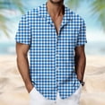 thumbnail image 1 of COSFO Plaid Mens Button Down Shirts Summer Short Sleeve Beach Shirt Loose Fit Vacation Collared Casual Men's Shirts, 1 of 7