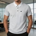 thumbnail image 1 of COSFO Plaid Mens Short Sleeve Polo Shirts Business Casual Shirt Pullover Loose Fit Work with Pocket Collared Tops, 1 of 8