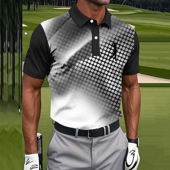 COSFO Polo T Shirts for Men Golf Graphic Casual Short Sleeve Shirt Collared Pullover Loose Fit Performance Moisture Wicking Tops