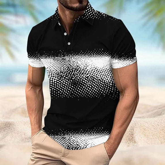 COSFO Polo T Shirts for Men Mesh Short Sleeve Colorblock Tops Collared Lightweight Pullover Regular Fit Mens Graphic Tees