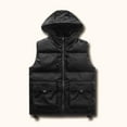 thumbnail image 1 of COSFO Puffer Vest for Men Black Hooded Casual Zip Up Travel Outerwear with Pockets Loose Fit Cotton Sleeveless Mens Fall Jackets, 1 of 5