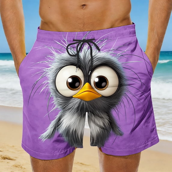COSFO Quick Dry Mens Swim Trunks Beach Casual Funny Animal Print Board Shorts Drawstring Elastic Waist Summer Breathable Loose Fit Bathing Suits