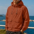 thumbnail image 1 of COSFO Red Jacket for Men Zip Up Casual Hooded Lightweight Windbreaker Sunscreen Long Sleeve with Pockets Loose Fit Winter Coats for Men, 1 of 5