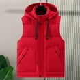 thumbnail image 1 of COSFO Red Men Puffer Vest Outerwear Cotton Removable Hood Coats Winter Loose Fit Warm Sleeveless Zip Up Mens Sport Coat, 1 of 5