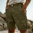 thumbnail image 1 of COSFO Relaxed Fit Cargo Shorts Men Linen Solid Shorts Lightweight Casual Shorts, 1 of 5
