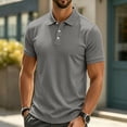 thumbnail image 1 of COSFO Ribbed Knit Polo Tshirts Shirts for Men Casual Short Sleeve Golf Shirts Collared Classic Fit Solid Pullover Business Tops, 1 of 5