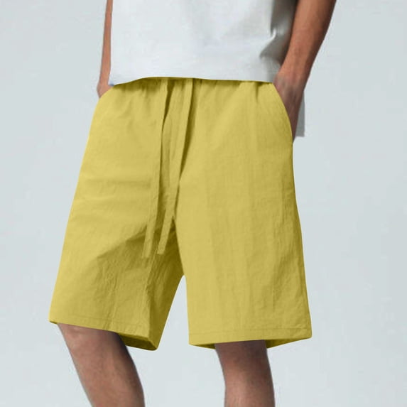COSFO Running Shorts for Men Casual Elastic Waist Solid Shorts Loose with Pockets Mens Shorts