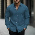 thumbnail image 1 of COSFO Shirts for Men Casual Collared Solid Long Sleeve Tops Button Down Regular Shirts, 1 of 5
