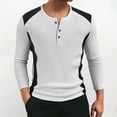 thumbnail image 1 of COSFO Shirts for Men Long Sleeve Colorblock Casual Waffle Tops Loose Fit Henley Pullover Button Mens Graphic Tees, 1 of 9