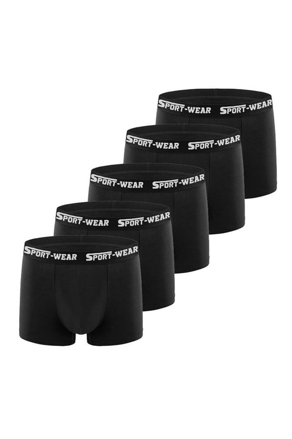Short Leg Men Boxer Briefs 5 Pack Black with Pouch Trunks Multipack Stretch Regular Fit Underwear for Men