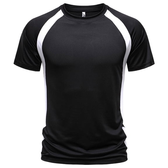 COSFO Short Sleeve Big And Tall Shirts for Men Mesh Crew Neck White Basic Tops Breathable Pullover Stretch Slim Fit Mens Classic T-Shirt