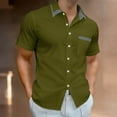 thumbnail image 1 of COSFO Short Sleeve Button Up Shirts for Men Green with Pockets Tops Classic Fit Collar Vacation Mens Shirts, 1 of 8