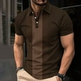 thumbnail image 1 of COSFO Short Sleeve Men Polo Shirt Pullover Striped Collared Casual Tops Button Loose Graphic Tees, 1 of 5