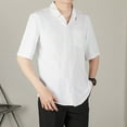 thumbnail image 1 of COSFO Short Sleeve Men Shirts Casual Collared Button Down Tops Striped Regular Fit with Pocket Business Mens Shirt, 1 of 6