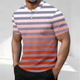 thumbnail image 1 of COSFO Short Sleeve Men T Shirts Henley Casual Tops Pullover Loose Gradient Striped Button Mens Graphic Tees, 1 of 5