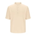 thumbnail image 1 of COSFO Short Sleeve Men T Shirts Mock Neck Casual Tops Loose Waffle Pullover Button Mens Classic T-Shirt, 1 of 4