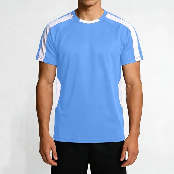 COSFO Short Sleeve Men's T-Shirts Colorblock Summer Workout Shirts Running Pullover Crew Neck Regular Fit Basketball Tops