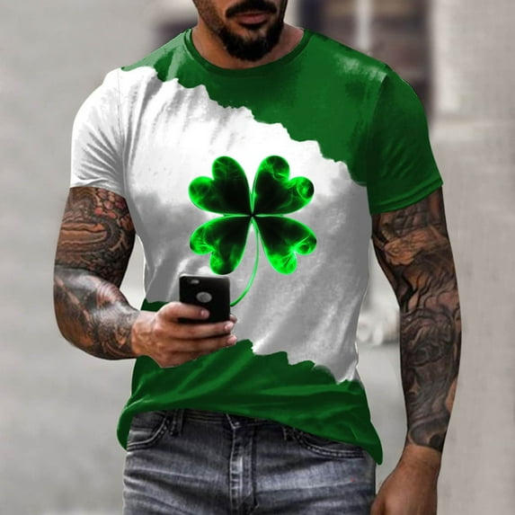 COSFO Short Sleeve Men's T-Shirts Pullover Crew Neck St Patricks Day Casual Tops Loose Graphic Tees