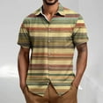 thumbnail image 1 of COSFO Short Sleeve Mens Casual Button Down Shirts Striped Collared Cotton Linen Loose Shirts for Men, 1 of 5